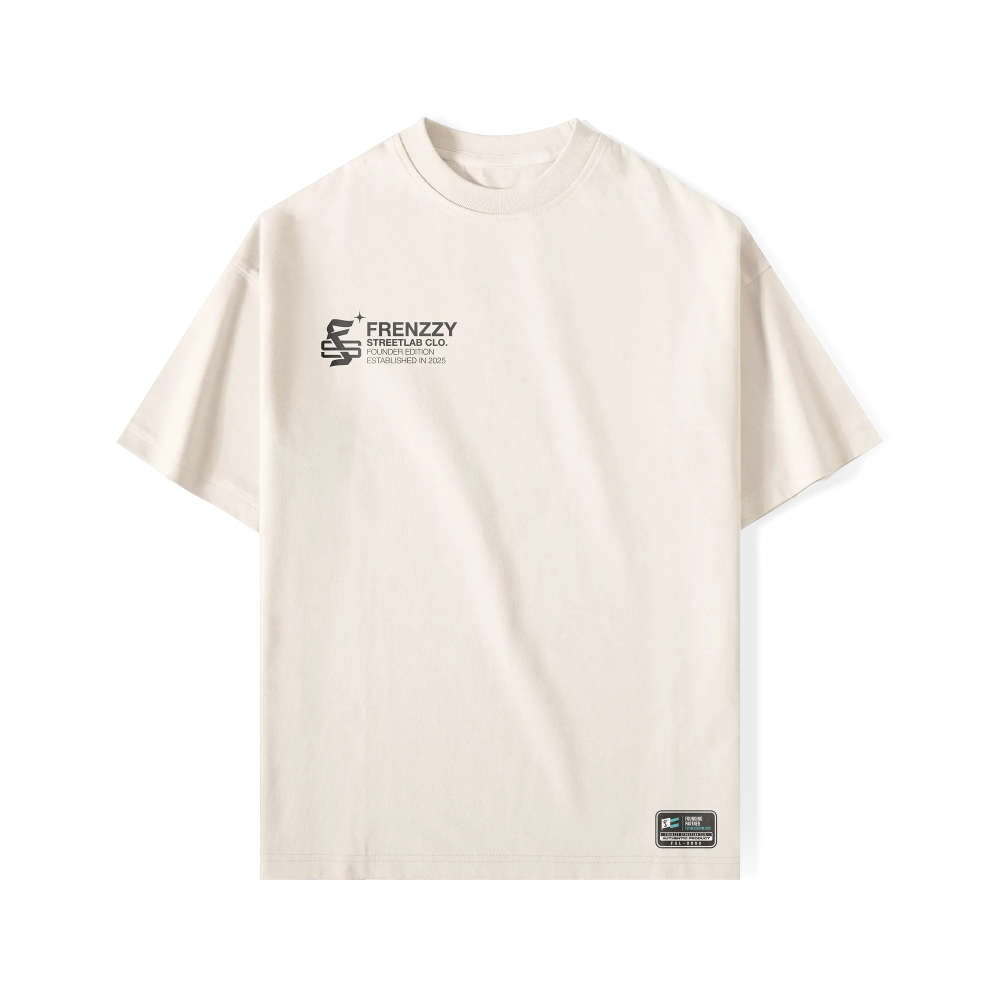 Playera oversize color hueso del Drop Cero, frente